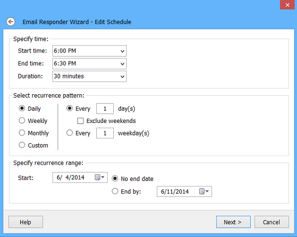 Email Responder auto-reply filters and options.